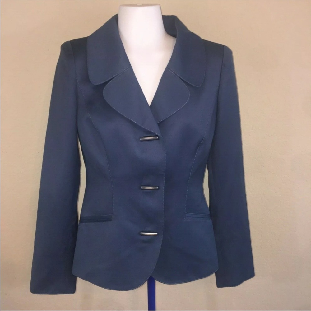 Lourdes Chavez Muted Blue Wool Blazer Jacket 6